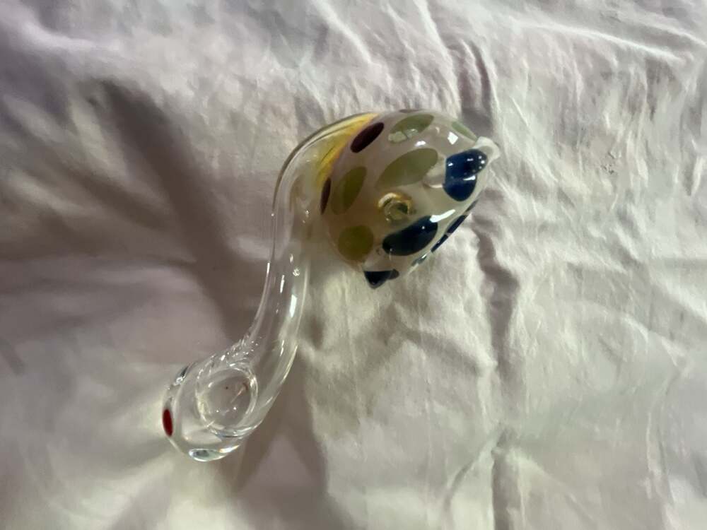 Hand Blown Glass Spoon Piece with Polka Dot Pattern - Picture 6 of 8